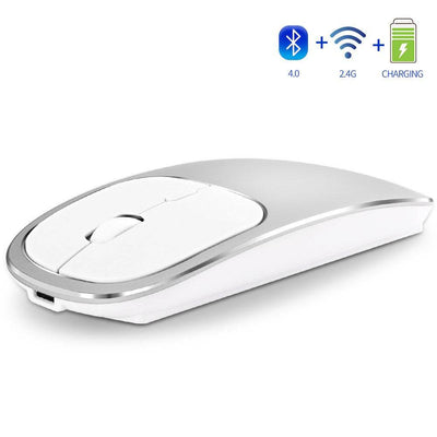 Aluminum alloy dual-mode wireless Bluetooth mouse rechargeable silent infinite computer accessories - OFEBHS.PT