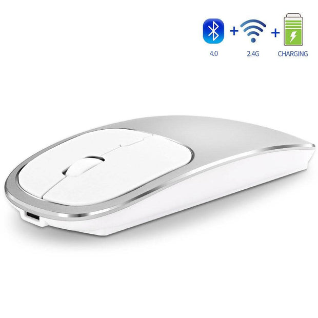 Aluminum alloy dual-mode wireless Bluetooth mouse rechargeable silent infinite computer accessories - OFEBHS.PT