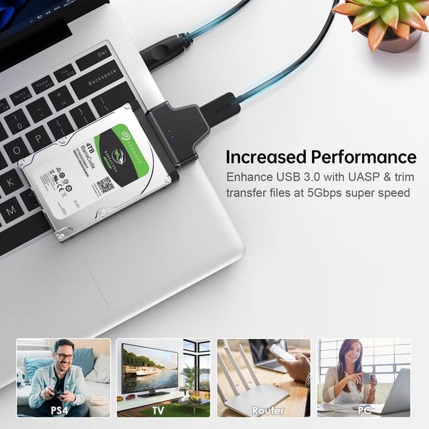 USB 3.0 to SATA Easy Drive Cable 7+15 Laptop Hard Drive Adapter - OFEBHS.PT
