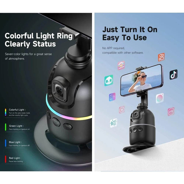 P03 AI Smart Gimbal 360° Auto Face Tracking Gimbal All-in-one Rotation For Smartphone video Vlog Stabilizer Phone Holder - OFEBHS.PT