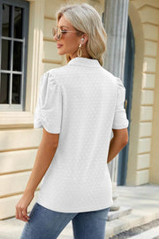 Spring and summer new solid color V-neck short sleeved loose T-shirt top for women - OFEBHS.PT