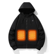 European and American zipper cardigan heating hoodie intelligent hooded five zone heating jacket outdoor warm electric clothing for men - OFEBHS.PT
