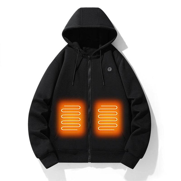 European and American zipper cardigan heating hoodie intelligent hooded five zone heating jacket outdoor warm electric clothing for men - OFEBHS.PT