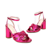 High Heel Plus Size Peep Toe Ankle Buckle Sandals - OFEBHS.PT