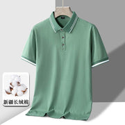 Men's Short-sleeved T-shirt Full Cotton Thin Section Business Lapel - OFEBHS.PT