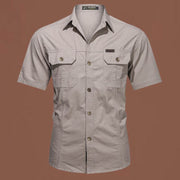 Workwear Short Sleeve Cotton Work Clothes Shirt Outdoor Loose Men's Shirt - OFEBHS.PT