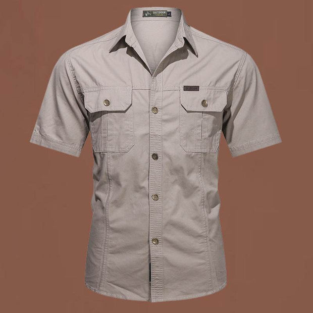 Workwear Short Sleeve Cotton Work Clothes Shirt Outdoor Loose Men's Shirt - OFEBHS.PT