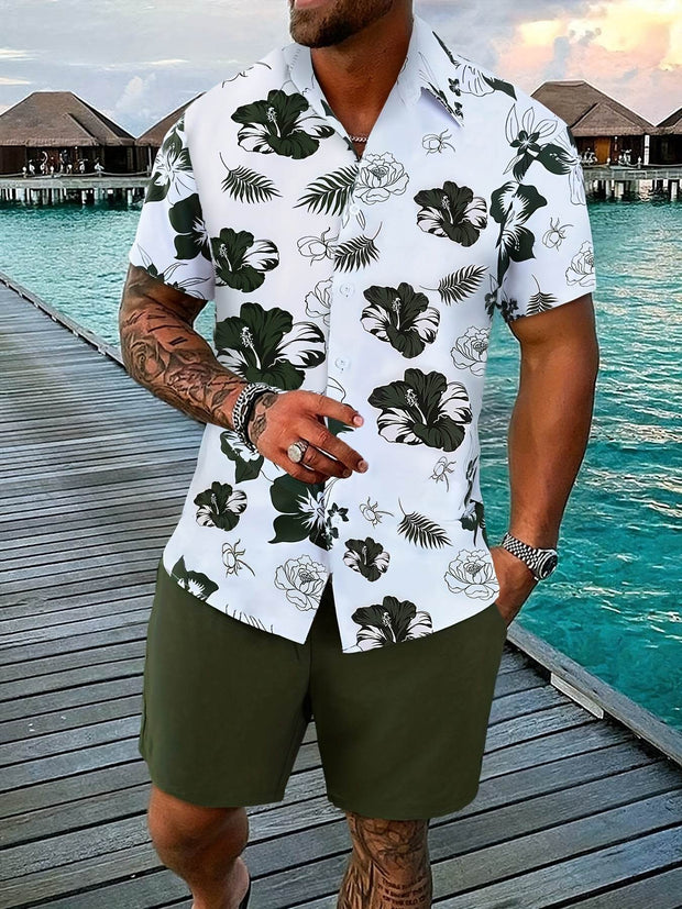 Gradient 3D Printing Outdoor Short-sleeved Shorts 2-piece Set - OFEBHS.PT