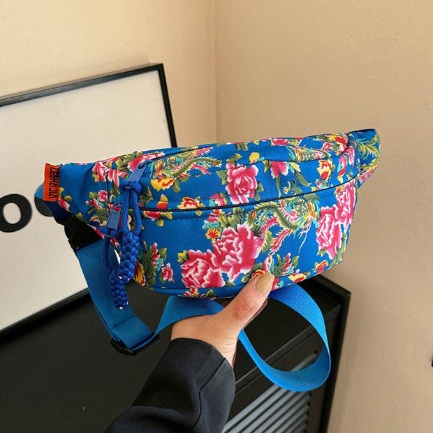 Women's Big Flower Western Style All-matching Waist Bag - OFEBHS.PT