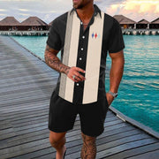 Gradient 3D Printing Outdoor Short-sleeved Shorts 2-piece Set - OFEBHS.PT