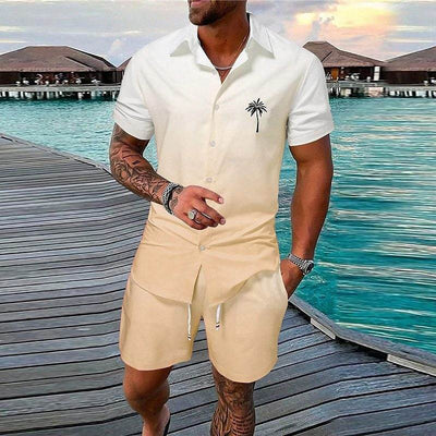 Gradient 3D Printing Outdoor Short-sleeved Shorts 2-piece Set - OFEBHS.PT