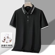 Men's Short-sleeved T-shirt Full Cotton Thin Section Business Lapel - OFEBHS.PT