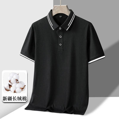 Men's Short-sleeved T-shirt Full Cotton Thin Section Business Lapel - OFEBHS.PT