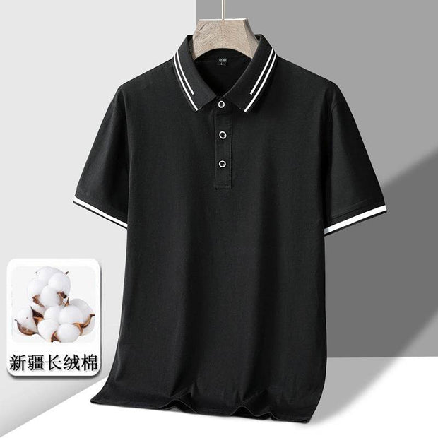Men's Short-sleeved T-shirt Full Cotton Thin Section Business Lapel - OFEBHS.PT