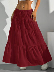 White Skirt Lace-up Large Swing Skirt Loose Long Dress - OFEBHS.PT