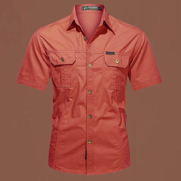 Workwear Short Sleeve Cotton Work Clothes Shirt Outdoor Loose Men's Shirt - OFEBHS.PT
