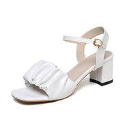 Women's Fashionable Pleated High Heel Sandals - OFEBHS.PT
