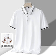Men's Short-sleeved T-shirt Full Cotton Thin Section Business Lapel - OFEBHS.PT