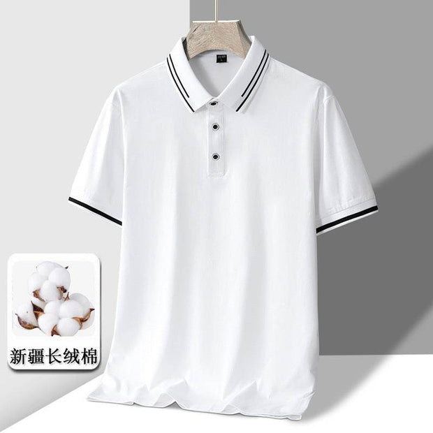 Men's Short-sleeved T-shirt Full Cotton Thin Section Business Lapel - OFEBHS.PT