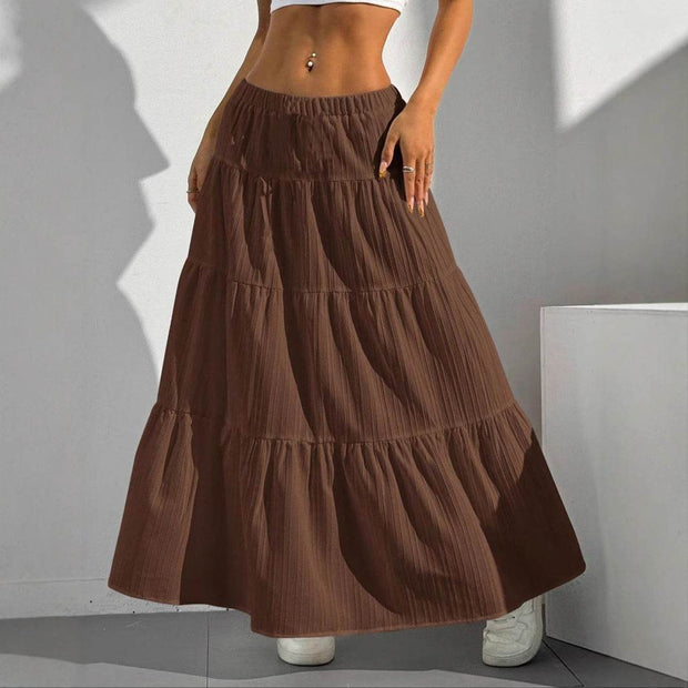 White Skirt Lace-up Large Swing Skirt Loose Long Dress - OFEBHS.PT