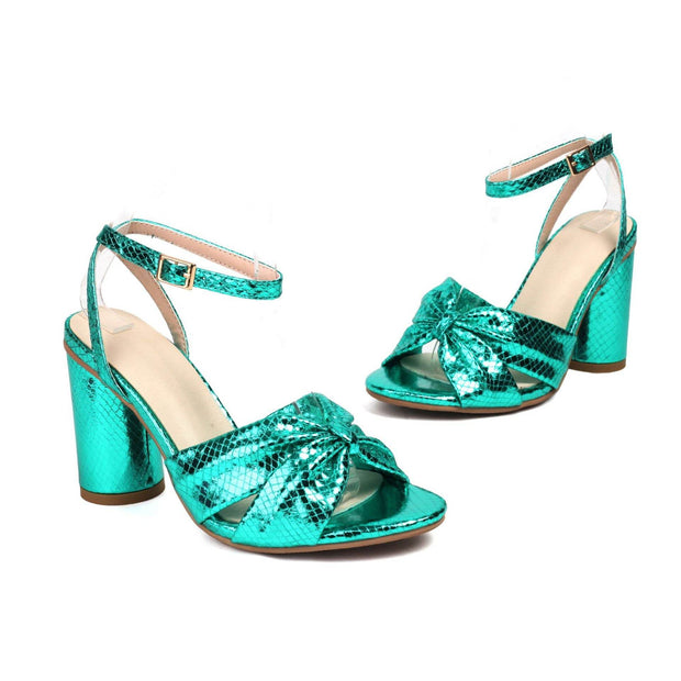 High Heel Plus Size Peep Toe Ankle Buckle Sandals - OFEBHS.PT