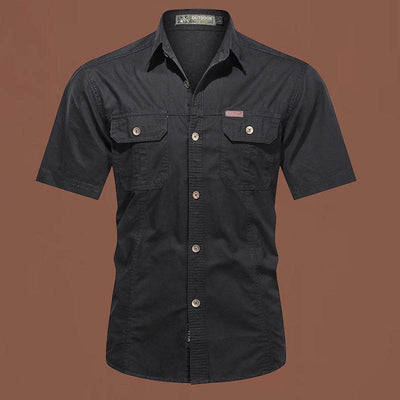 Workwear Short Sleeve Cotton Work Clothes Shirt Outdoor Loose Men's Shirt - OFEBHS.PT