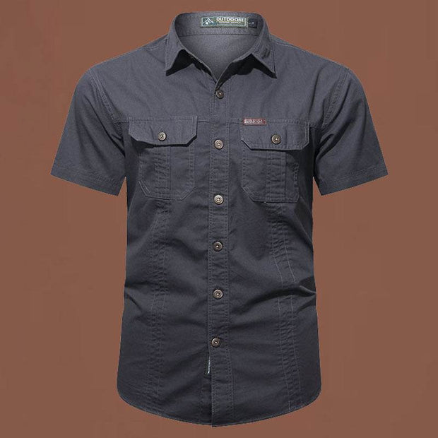 Workwear Short Sleeve Cotton Work Clothes Shirt Outdoor Loose Men's Shirt - OFEBHS.PT