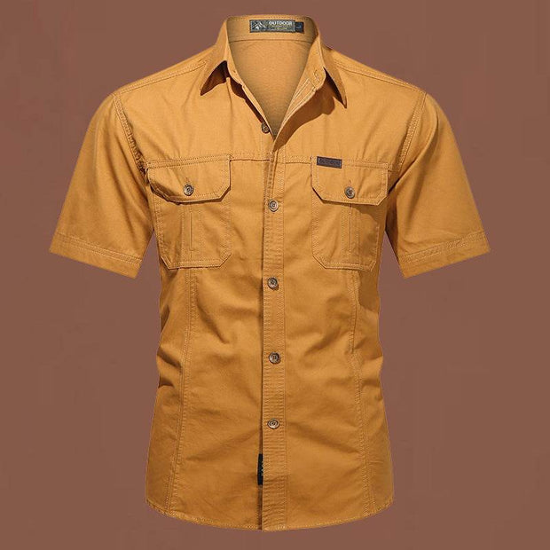 Workwear Short Sleeve Cotton Work Clothes Shirt Outdoor Loose Men's Shirt - OFEBHS.PT