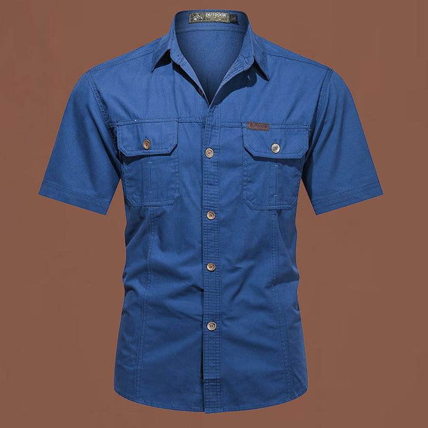Workwear Short Sleeve Cotton Work Clothes Shirt Outdoor Loose Men's Shirt - OFEBHS.PT