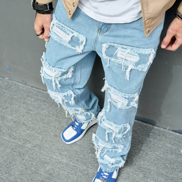Men's Jeans Worn Stretch Slim Fit - OFEBHS.PT