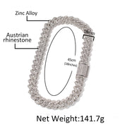 Trendy 18mm Silver Cuban Diamond Alloy Necklace