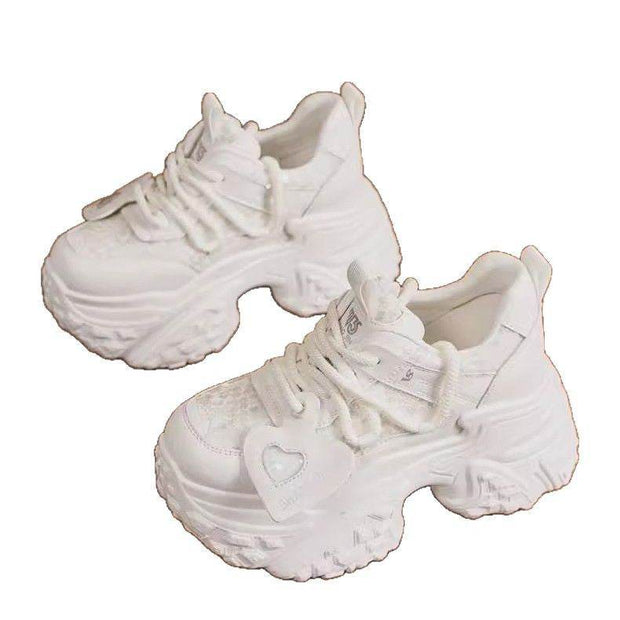 Fashionable All-matching Platform Mesh Surface Sports Casual Shoes Super Thick Sole Height Increasing - OFEBHS.PT