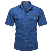 Workwear Short Sleeve Cotton Work Clothes Shirt Outdoor Loose Men's Shirt - OFEBHS.PT