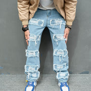 Men's Jeans Worn Stretch Slim Fit - OFEBHS.PT