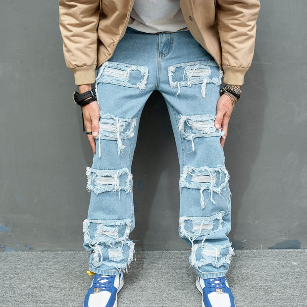 Men's Jeans Worn Stretch Slim Fit - OFEBHS.PT