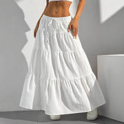 White Skirt Lace-up Large Swing Skirt Loose Long Dress - OFEBHS.PT
