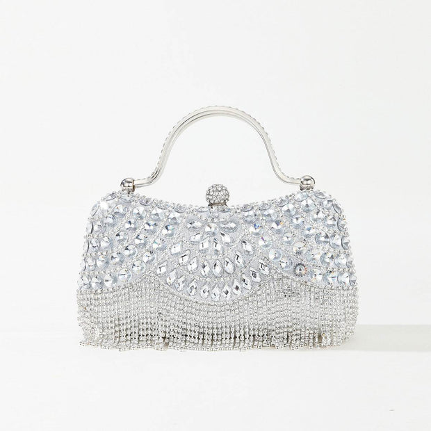 Rhinestone Tassel Portable Chain Box Dinner Bag Women - OFEBHS.PT