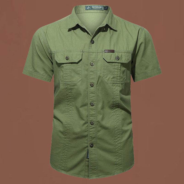 Workwear Short Sleeve Cotton Work Clothes Shirt Outdoor Loose Men's Shirt - OFEBHS.PT