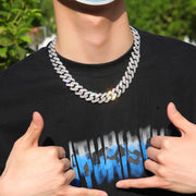 Trendy 18mm Silver Cuban Diamond Alloy Necklace