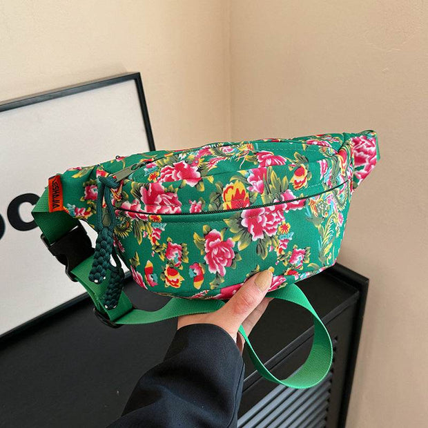 Women's Big Flower Western Style All-matching Waist Bag - OFEBHS.PT