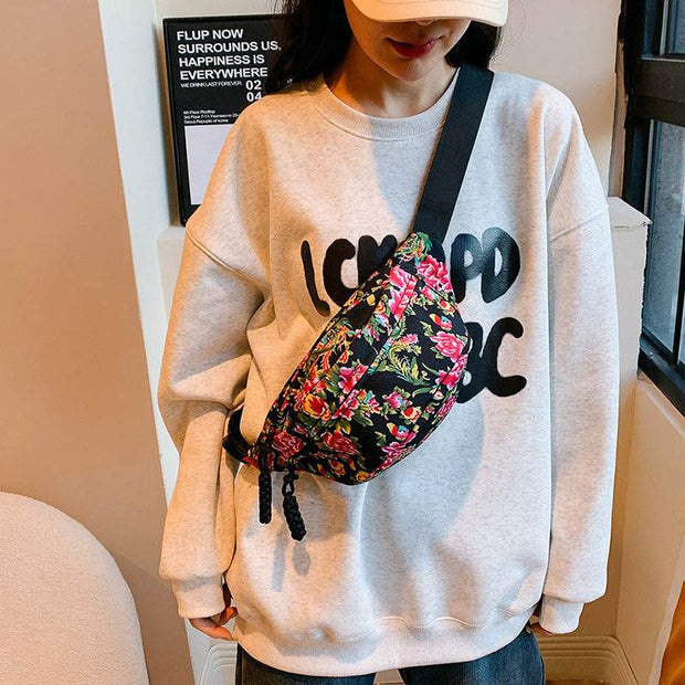 Women's Big Flower Western Style All-matching Waist Bag - OFEBHS.PT