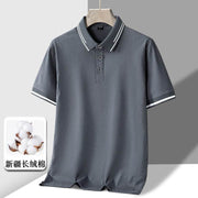 Men's Short-sleeved T-shirt Full Cotton Thin Section Business Lapel - OFEBHS.PT
