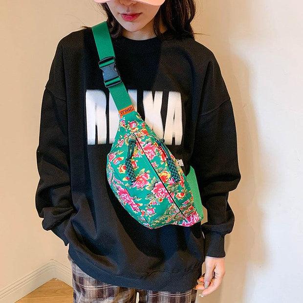 Women's Big Flower Western Style All-matching Waist Bag - OFEBHS.PT