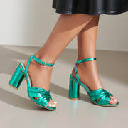 High Heel Plus Size Peep Toe Ankle Buckle Sandals - OFEBHS.PT
