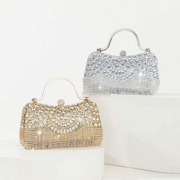 Rhinestone Tassel Portable Chain Box Dinner Bag Women - OFEBHS.PT