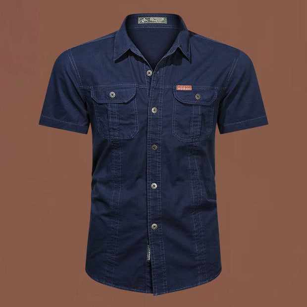 Workwear Short Sleeve Cotton Work Clothes Shirt Outdoor Loose Men's Shirt - OFEBHS.PT