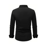 Men's Shirt Business Button Down Shirt Summer Solid Color Long Sleeve Lapel Vacation Shirt Fashion Temperament Casual Tops