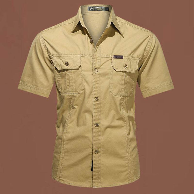 Workwear Short Sleeve Cotton Work Clothes Shirt Outdoor Loose Men's Shirt - OFEBHS.PT
