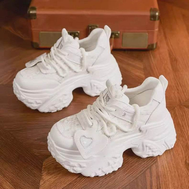 Fashionable All-matching Platform Mesh Surface Sports Casual Shoes Super Thick Sole Height Increasing - OFEBHS.PT
