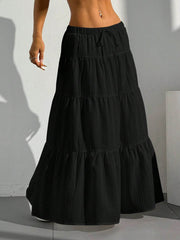 White Skirt Lace-up Large Swing Skirt Loose Long Dress - OFEBHS.PT